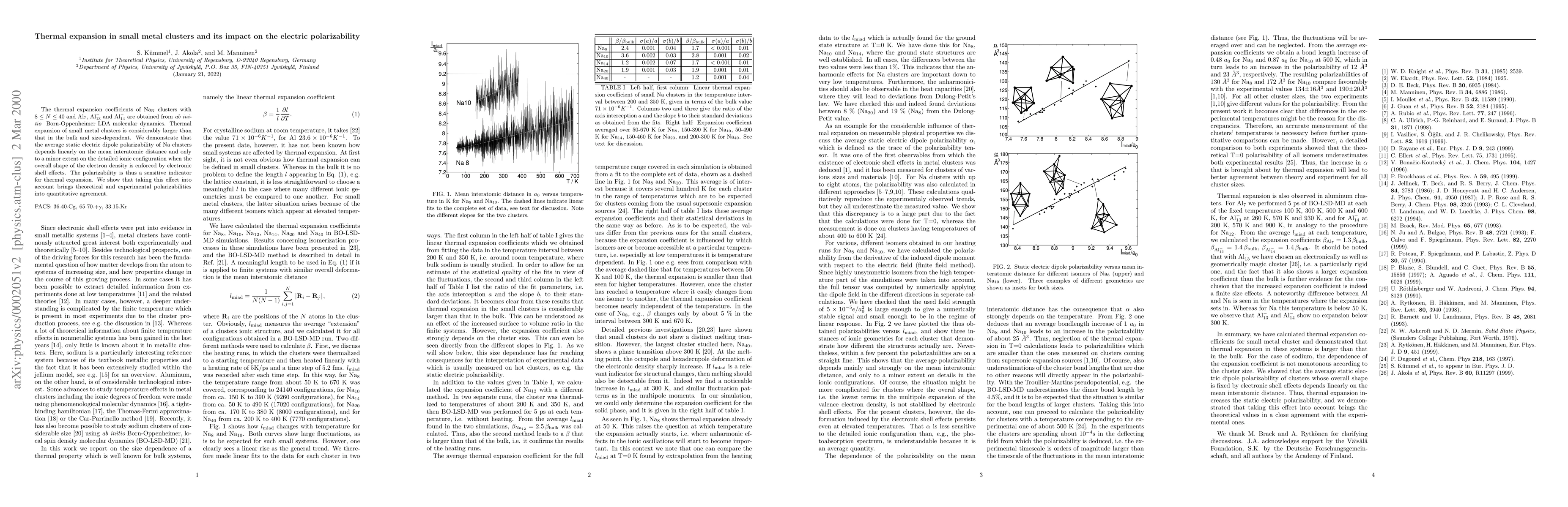 Thumbnail for Thermal expansion in small metal clusters and its impact on the electric
  polarizability