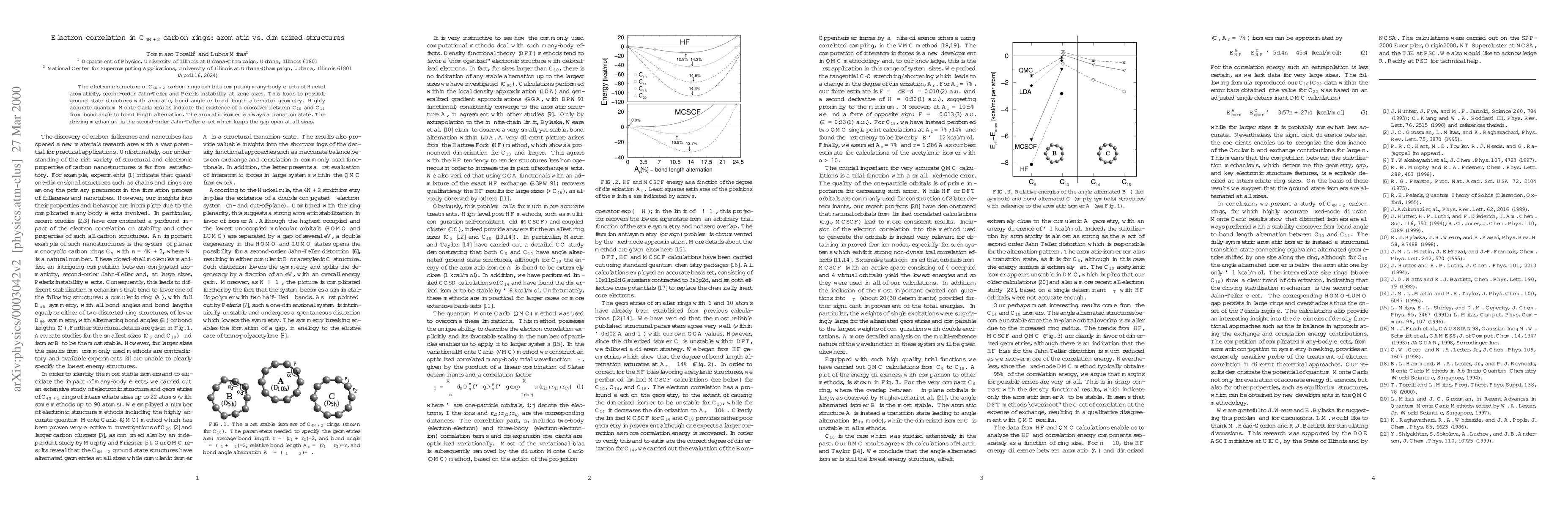Thumbnail for Electron correlation in C_(4N+2) carbon rings: aromatic vs. dimerized
  structures