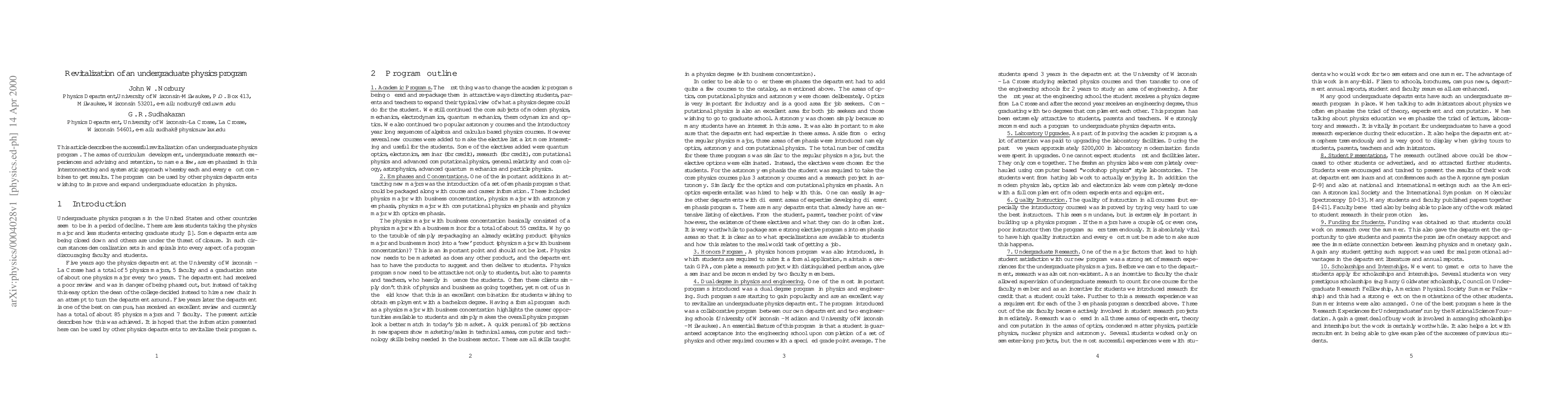Thumbnail for Revitalization of an undergraduate physics program