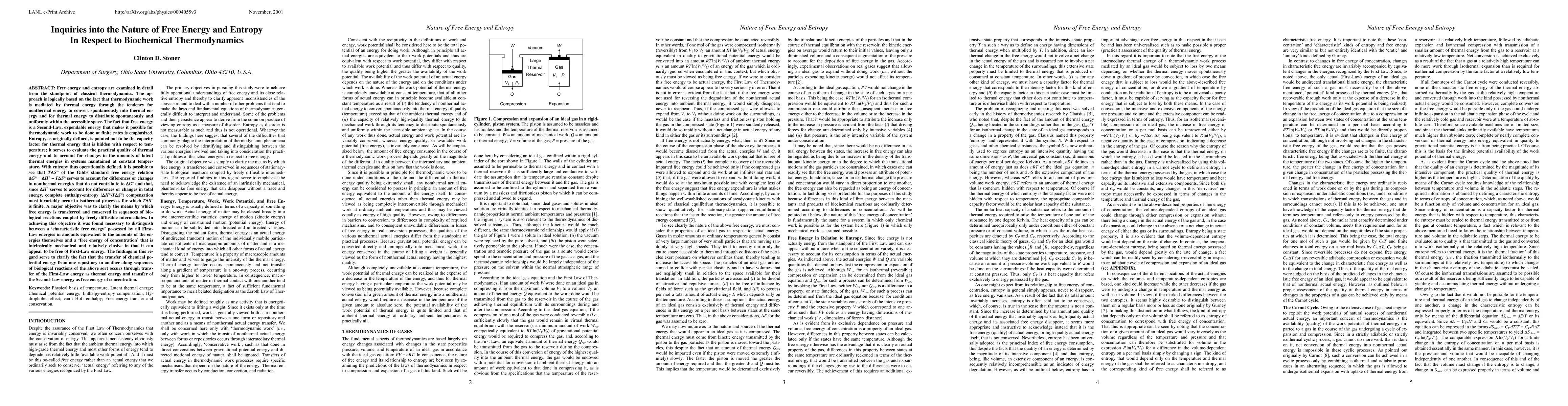 Thumbnail for Inquiries into the Nature of Free Energy and Entropy in Respect to
  Biochemical Thermodynamics