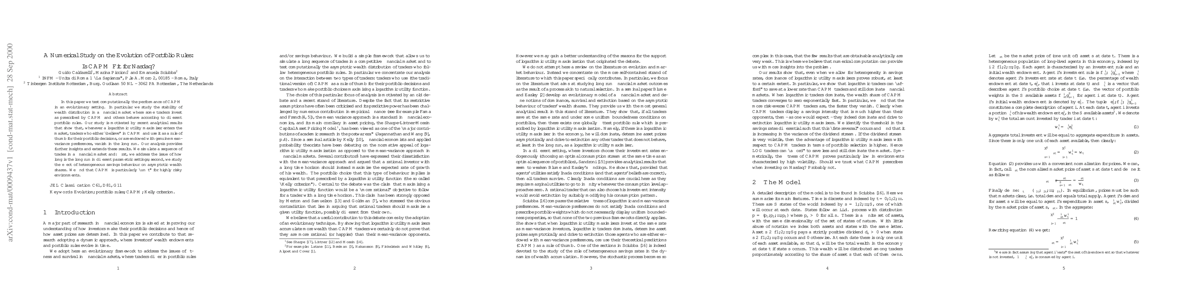 Thumbnail for A Numerical Study on the Evolution of Portfolio Rules: Is CAPM Fit for
  Nasdaq?
