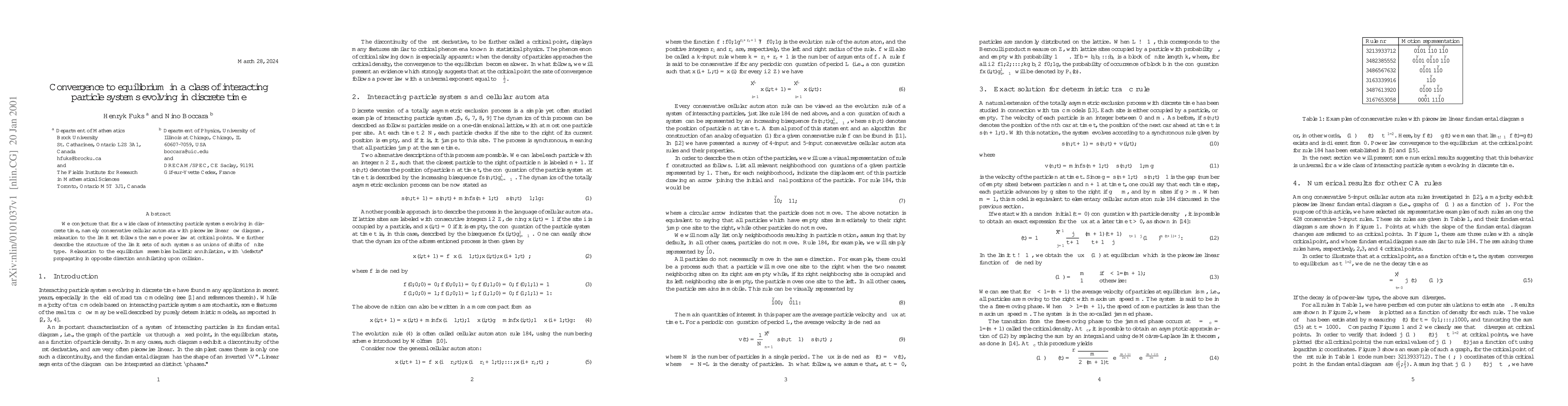 Thumbnail for Convergence to equilibrium in a class of interacting particle systems
  evolving in discrete time