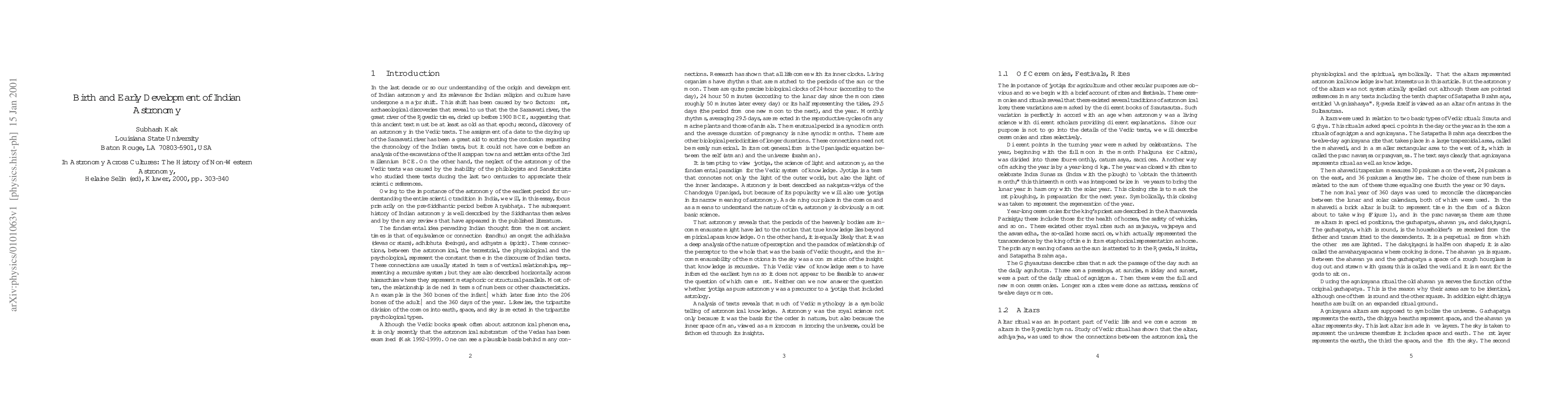 Thumbnail for Birth and Early Development of Indian Astronomy