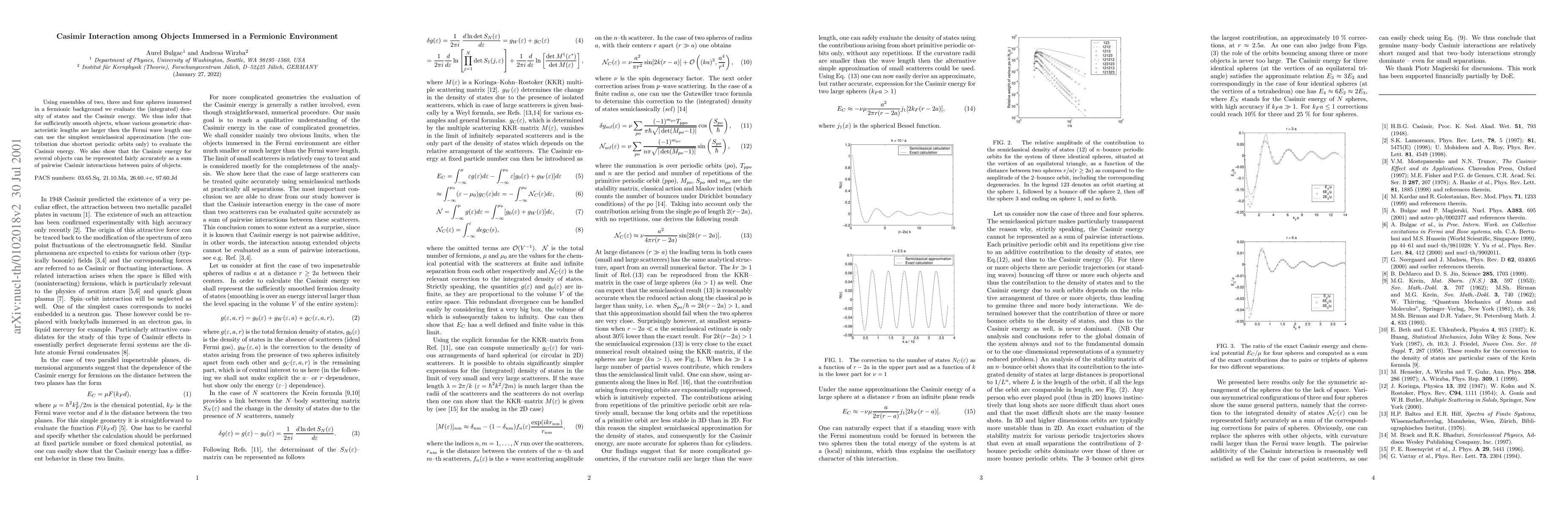 Thumbnail for Casimir Interaction among Objects Immersed in a Fermionic Environment