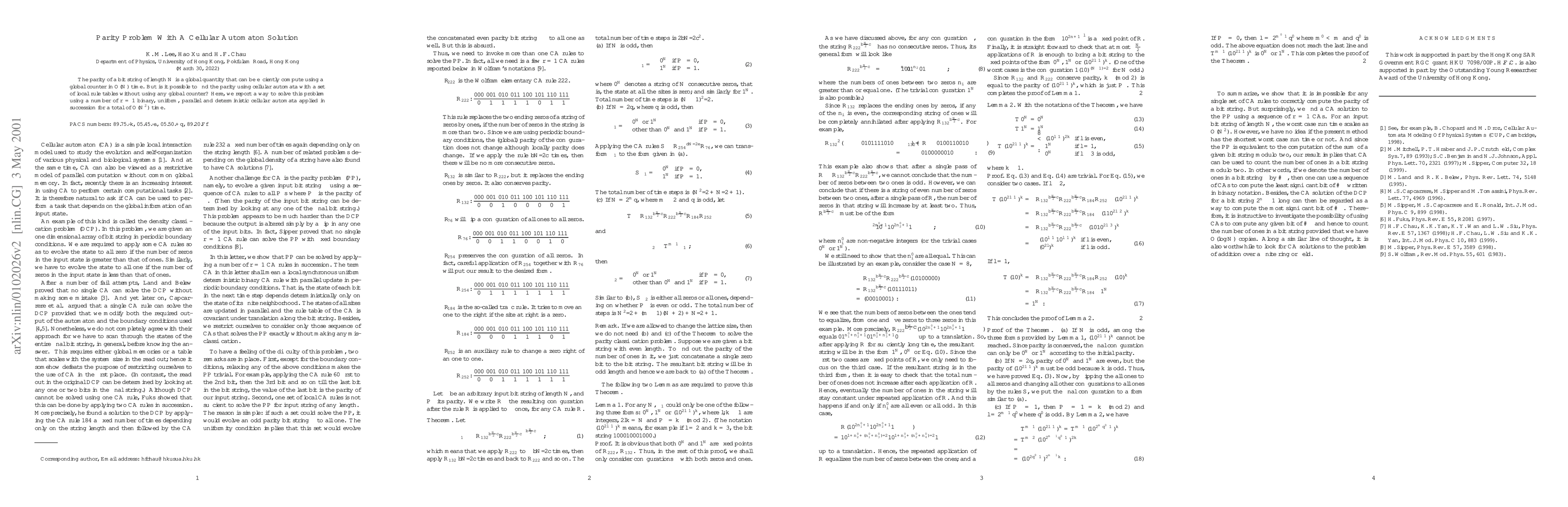 Thumbnail for Parity Problem With A Cellular Automaton Solution