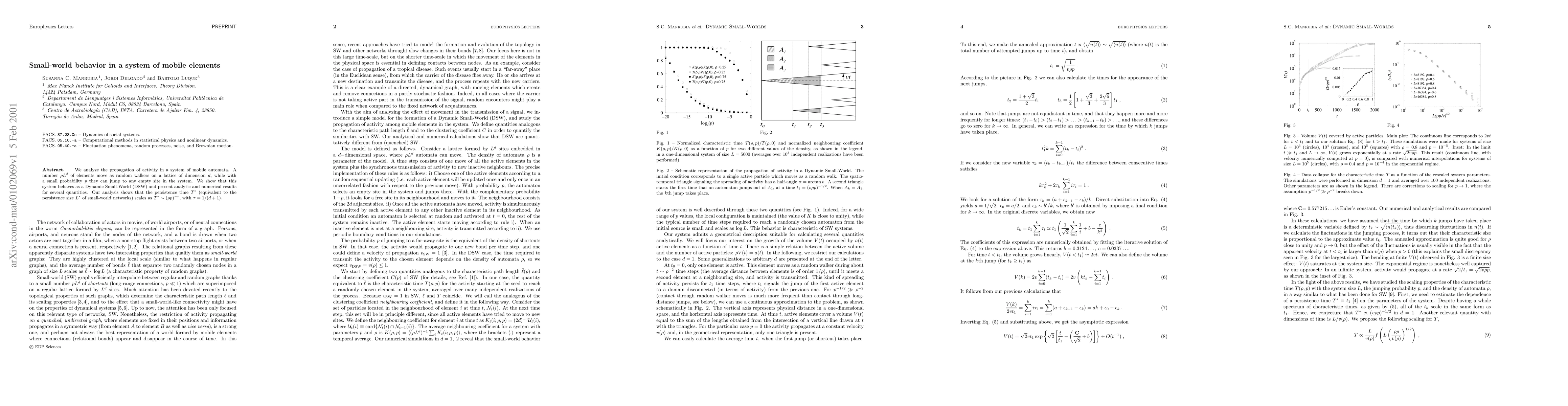 Thumbnail for Small-world behavior in a system of mobile elements