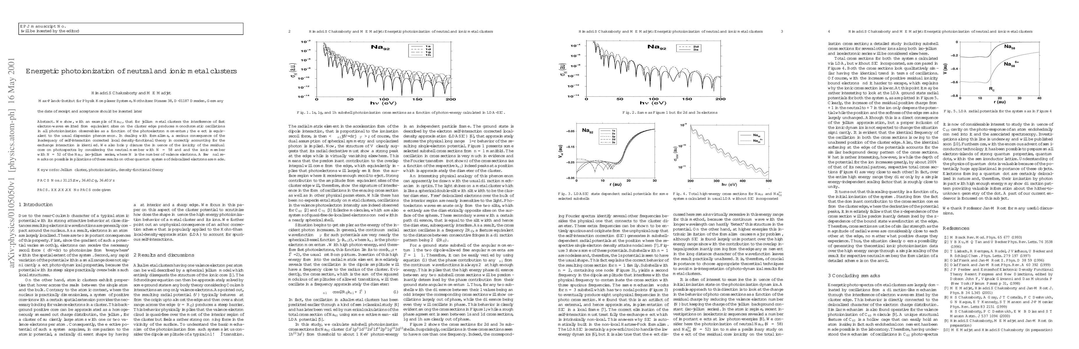 Thumbnail for Energetic photoionization of neutral and ionic metal clusters