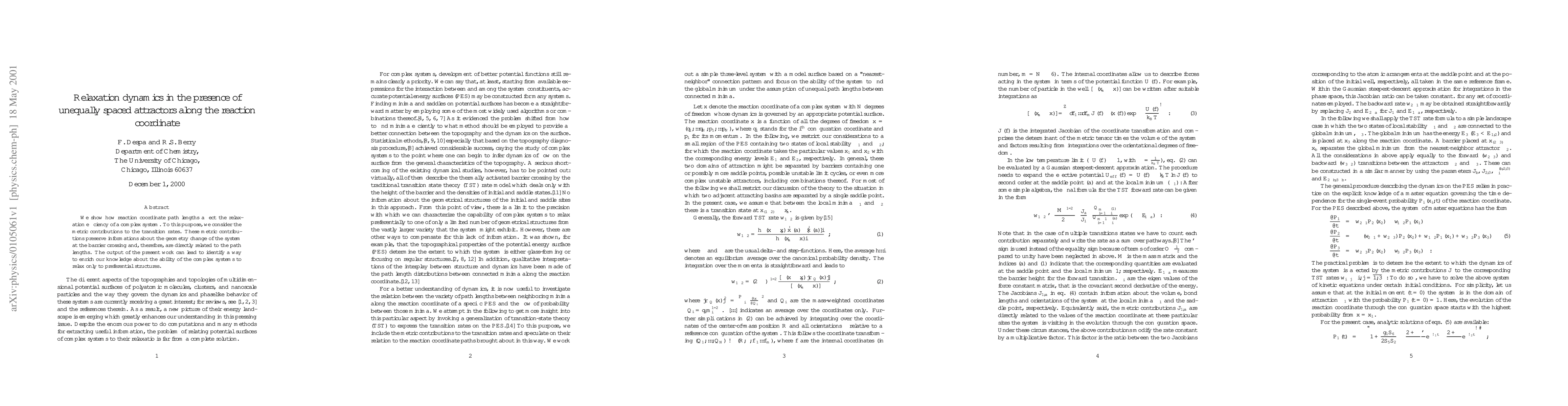 Thumbnail for Relaxation dynamics in the presence of unequally spaced attractors along
  the reaction coordinate