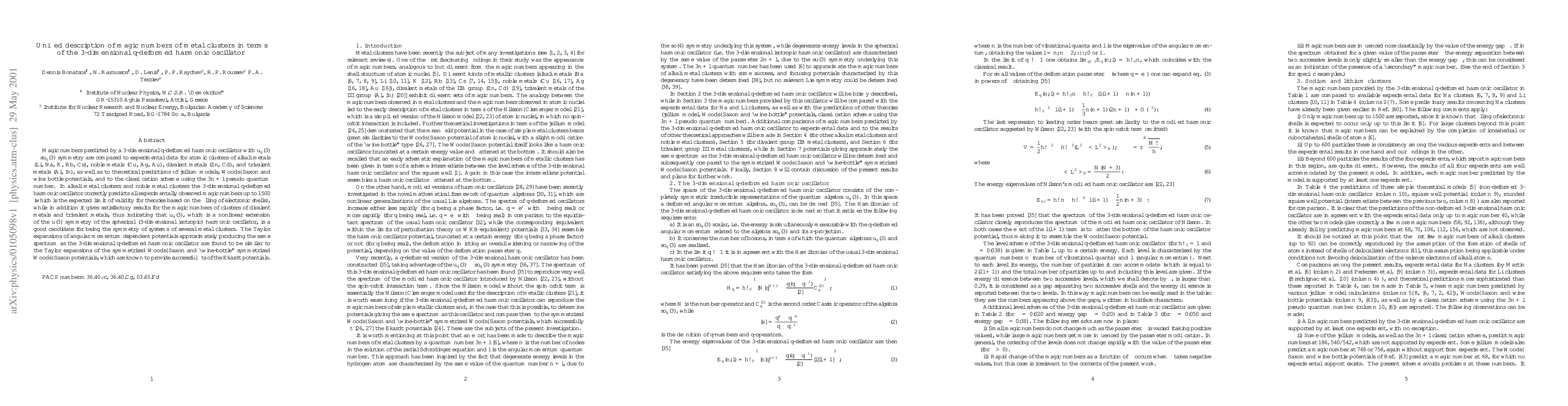 Thumbnail for Unified description of magic numbers of metal clusters in terms of the
  3-dimensional q-deformed harmonic oscillator