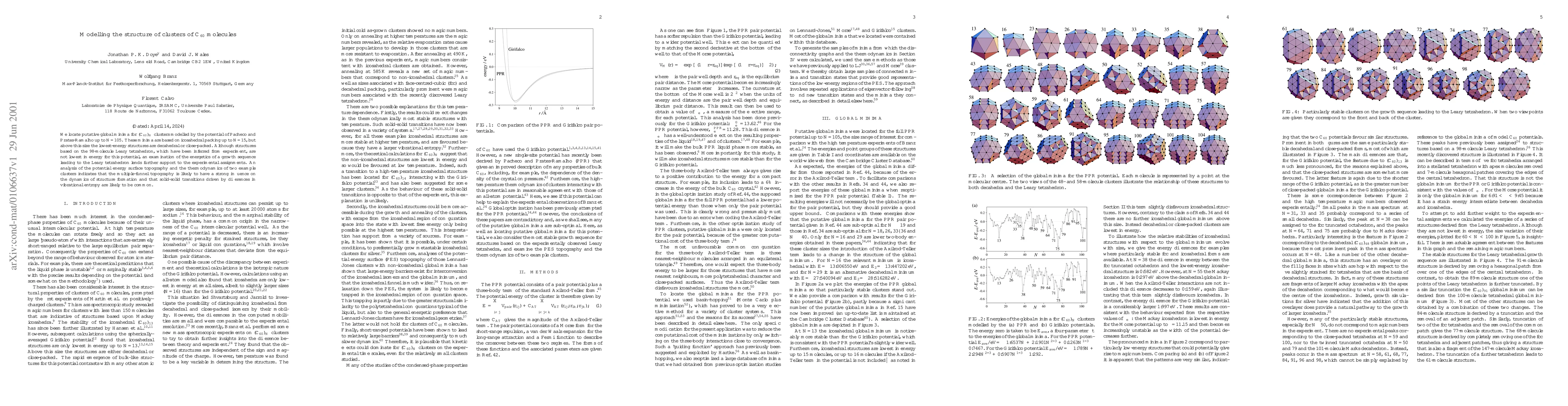 Thumbnail for Modelling the structure of clusters of C_60 molecules