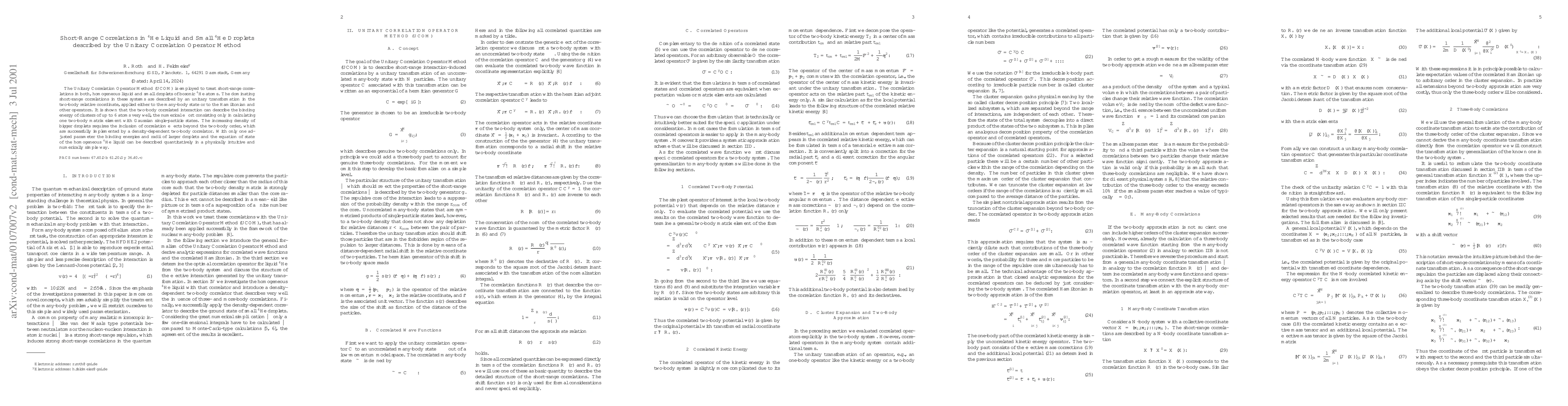 Thumbnail for Short-Range Correlations in He-4 Liquid and Small He-4 Droplets
  described by the Unitary Correlation Operator Method