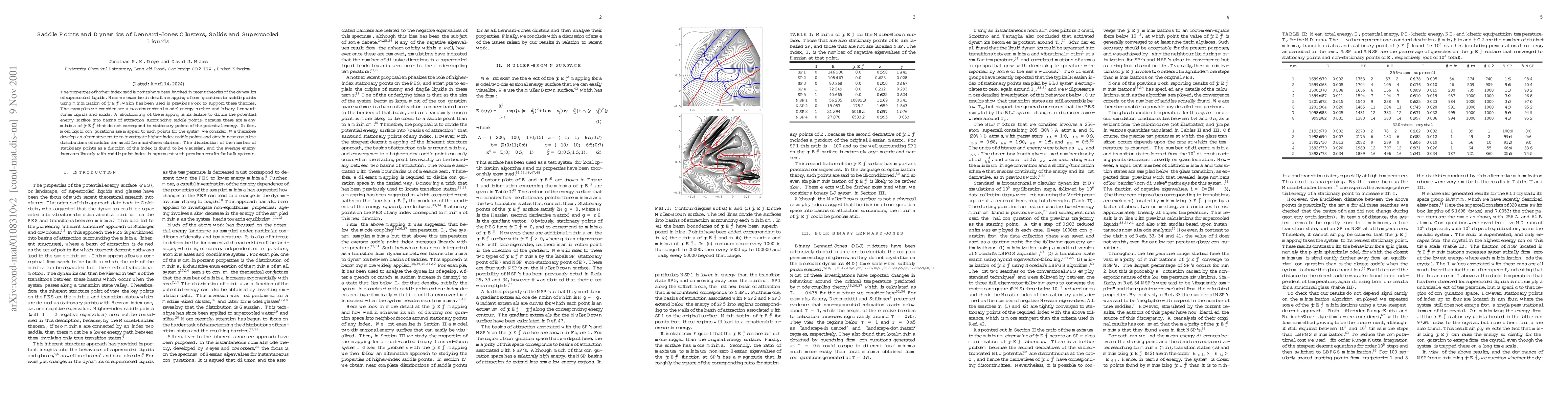 Thumbnail for Saddle Points and Dynamics of Lennard-Jones Clusters, Solids and
  Supercooled Liquids
