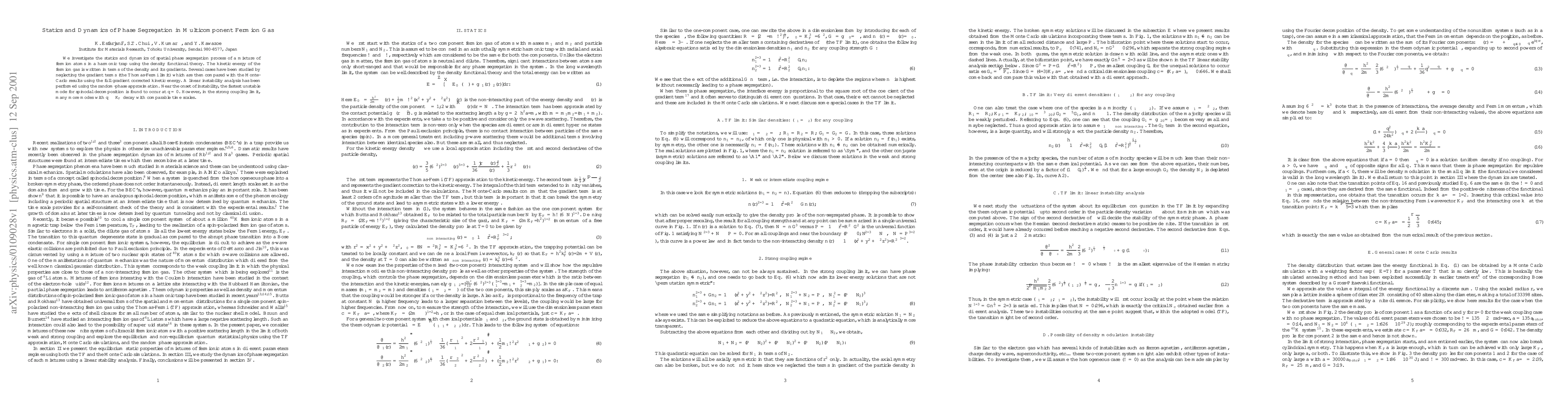 Thumbnail for Statics and dynamics of phase segregation in multicomponent fermion gas