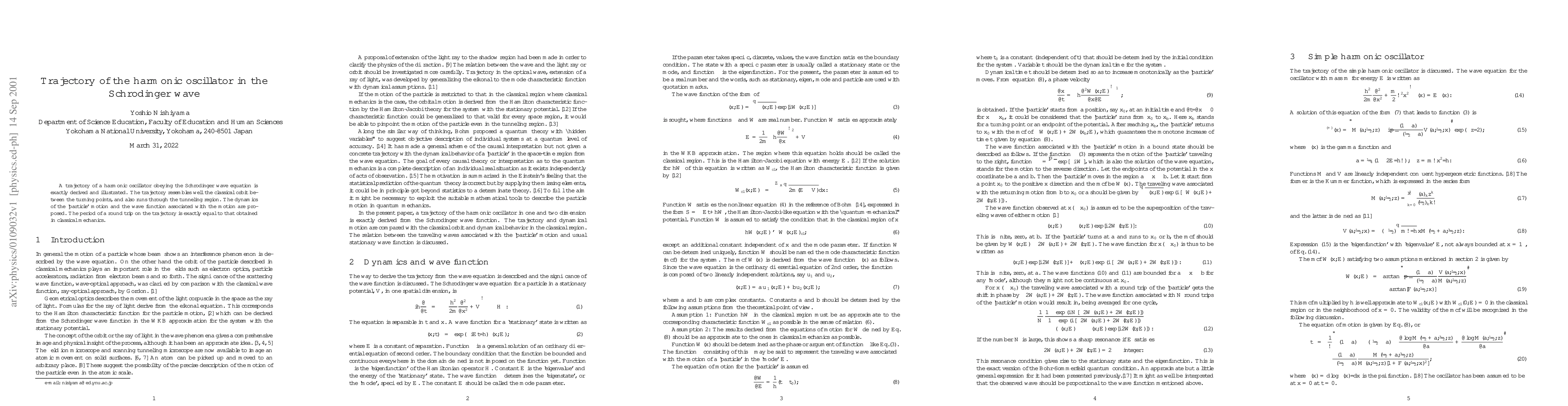 Thumbnail for Trajectory of the harmonic oscillator in the Schreodinger wave