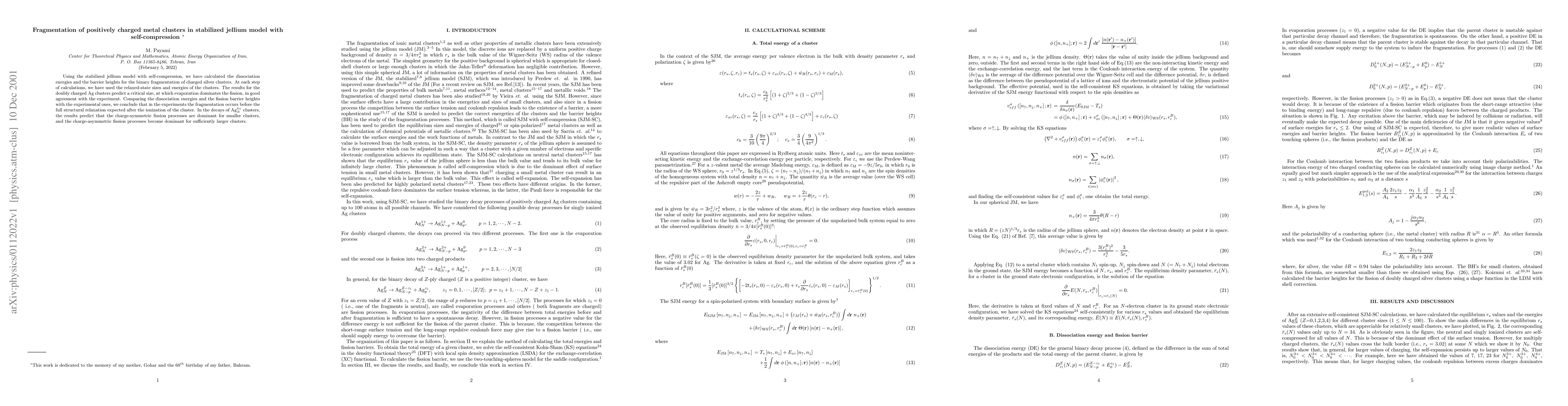 Thumbnail for Fragmentation of positively charged metal clusters in stabilized jellium
  model with self-compression