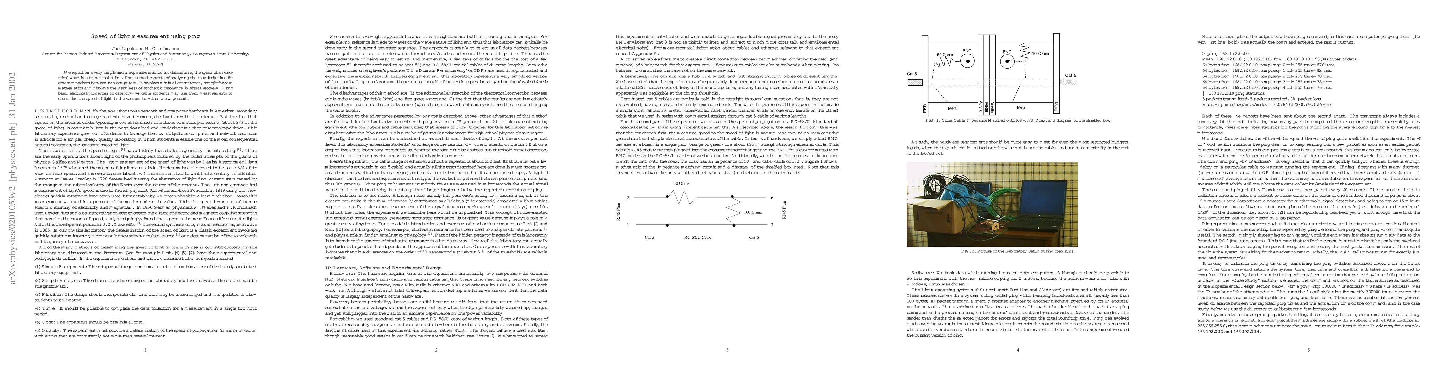 Thumbnail for Speed of light measurement using ping