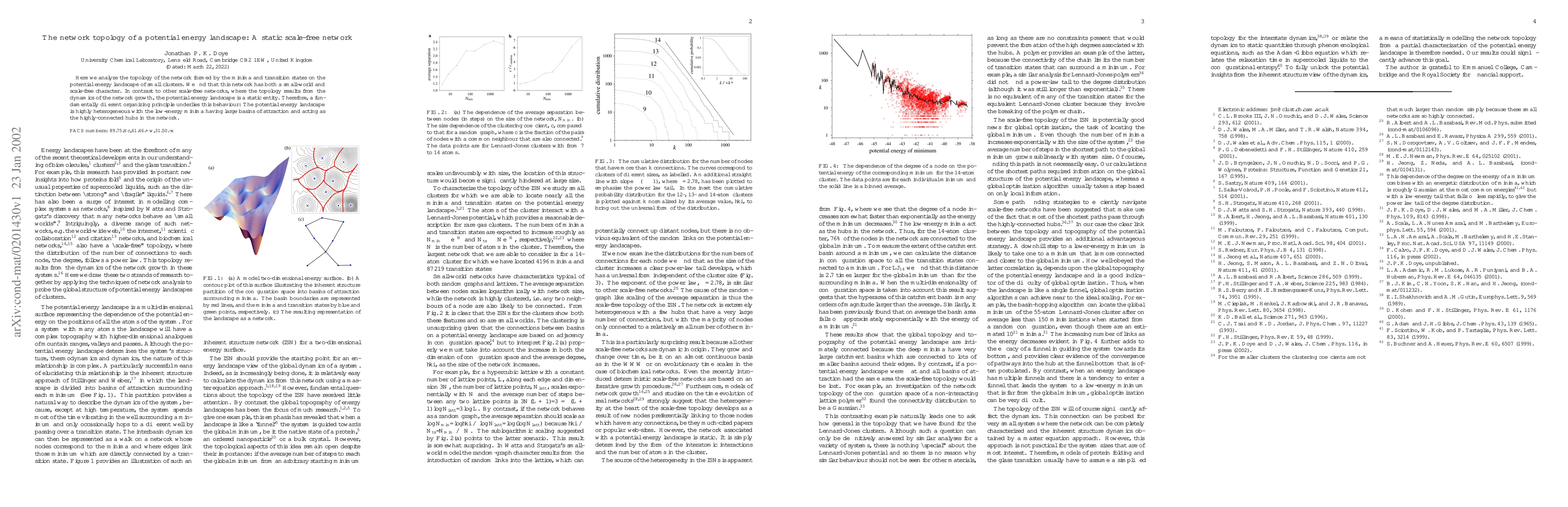 Thumbnail for The network topology of a potential energy landscape: A static
  scale-free network