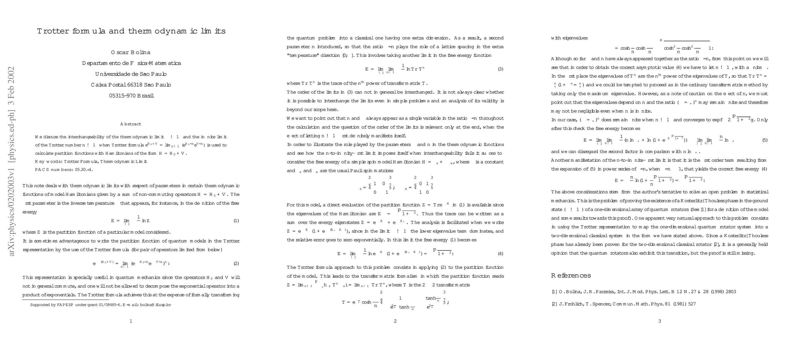 Thumbnail for Trotter formula and thermodynamic limits