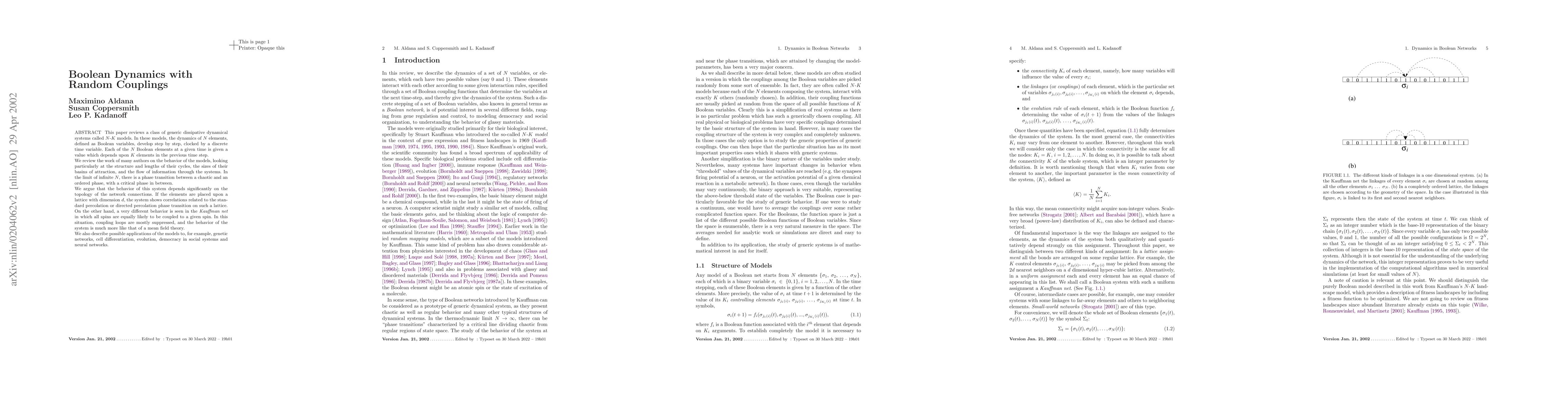 Thumbnail for Boolean Dynamics with Random Couplings