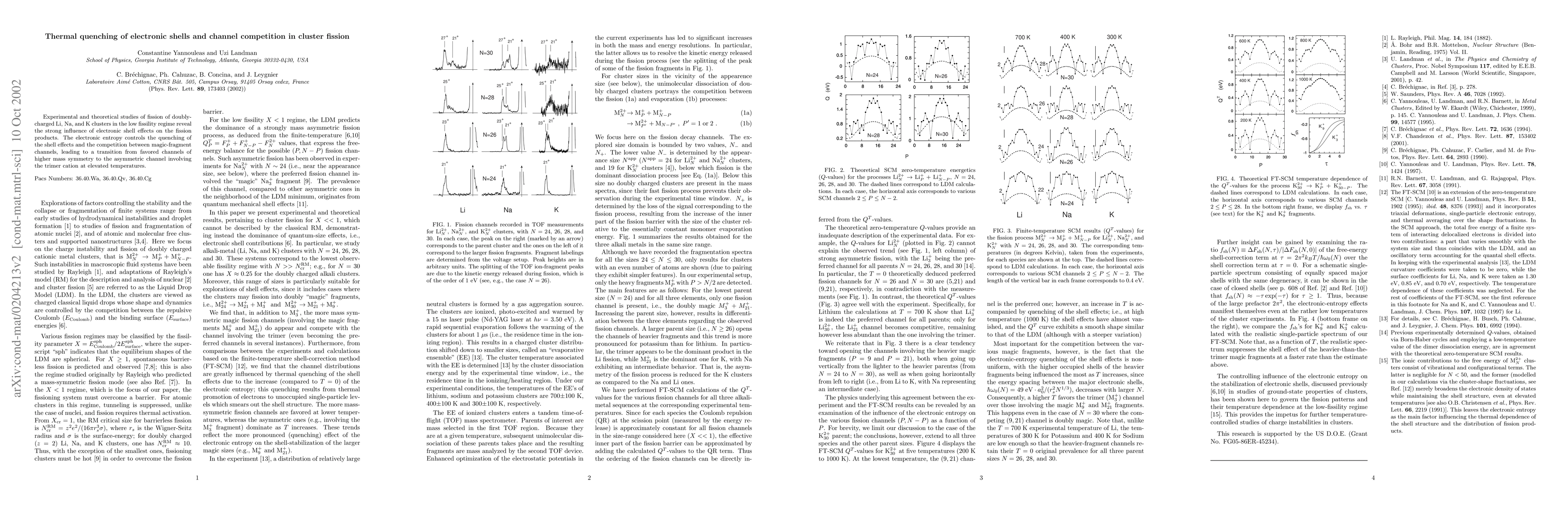 Thumbnail for Thermal quenching of electronic shells and channel competition in
  cluster fission