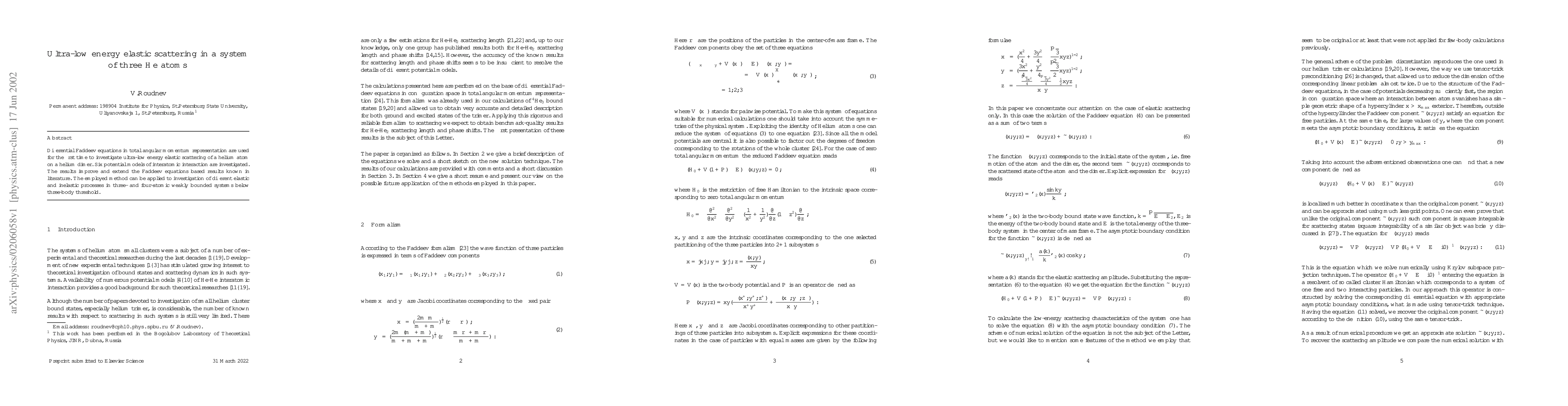 Thumbnail for Ultra-low energy elastic scattering in a system of three He atoms