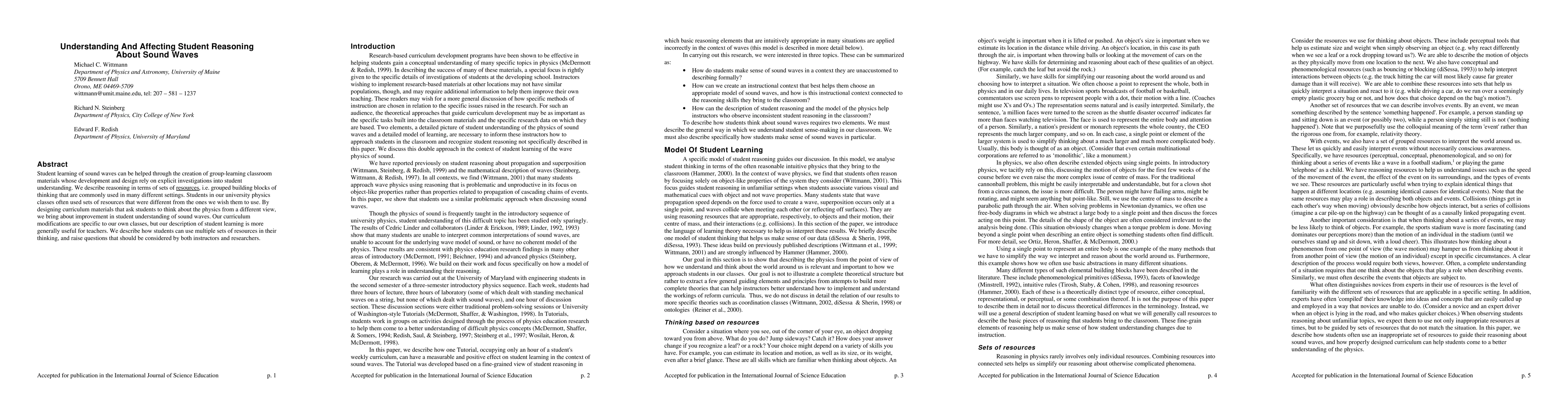 Thumbnail for Understanding and Affecting Student Reasoning About Sound Waves