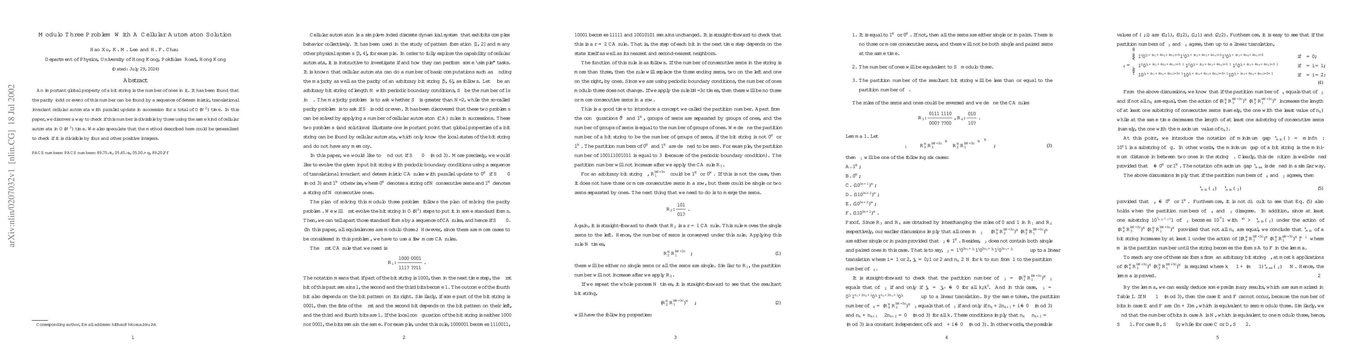 Thumbnail for Modulo Three Problem With A Cellular Automaton Solution