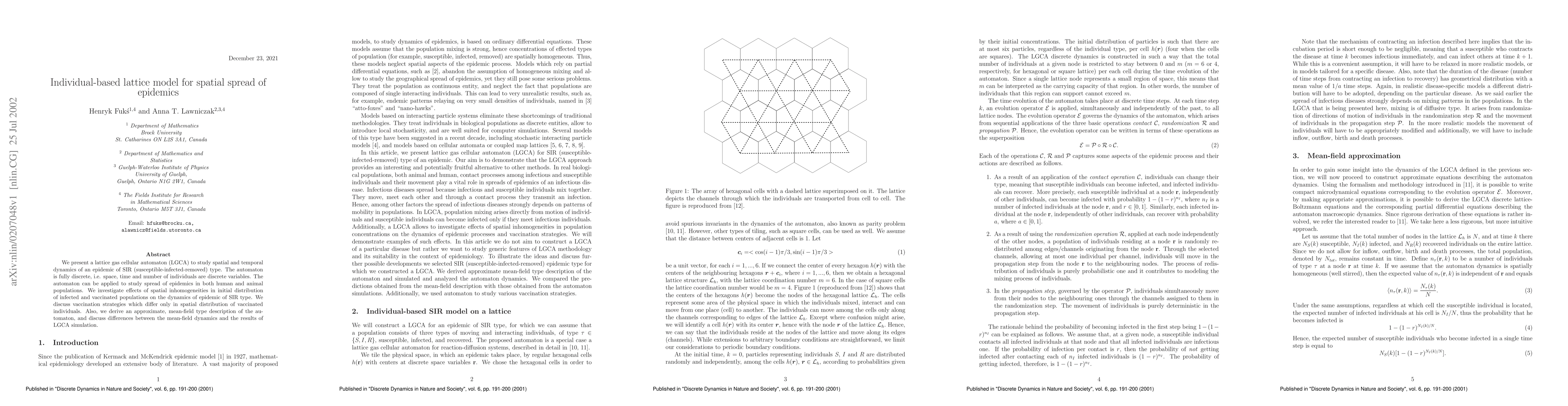 Thumbnail for Individual-based lattice model for spatial spread of epidemics