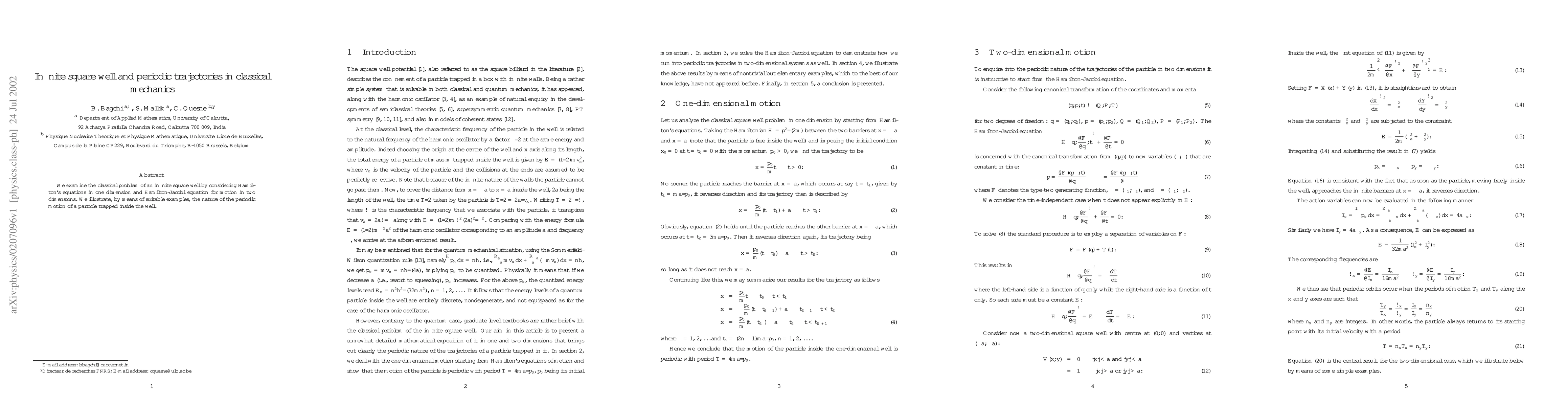 Thumbnail for Infinite square well and periodic trajectories in classical mechanics
