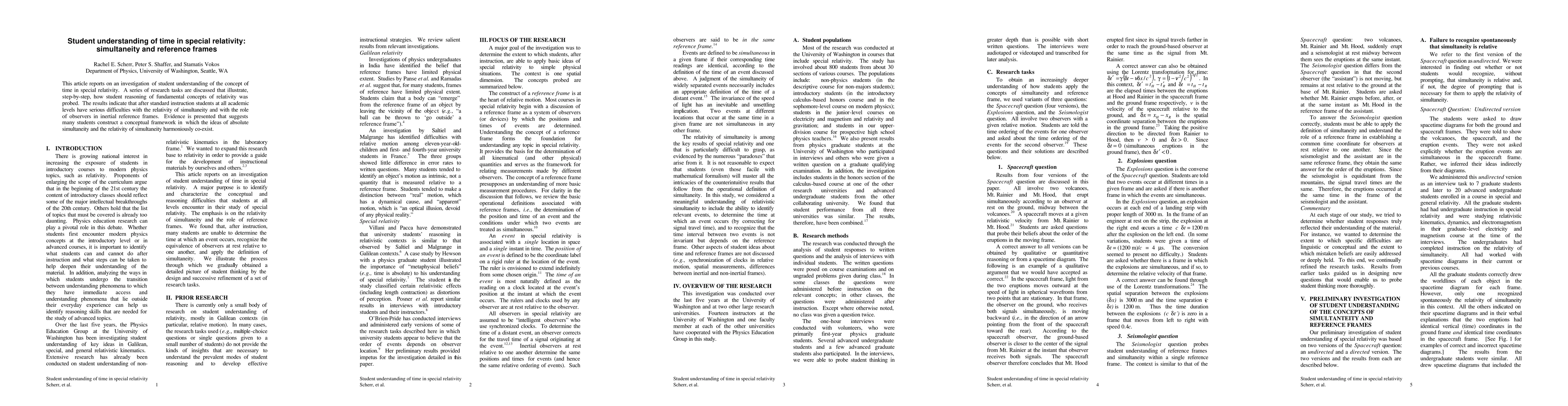 Thumbnail for Student understanding of time in special relativity: simultaneity and
  reference frames