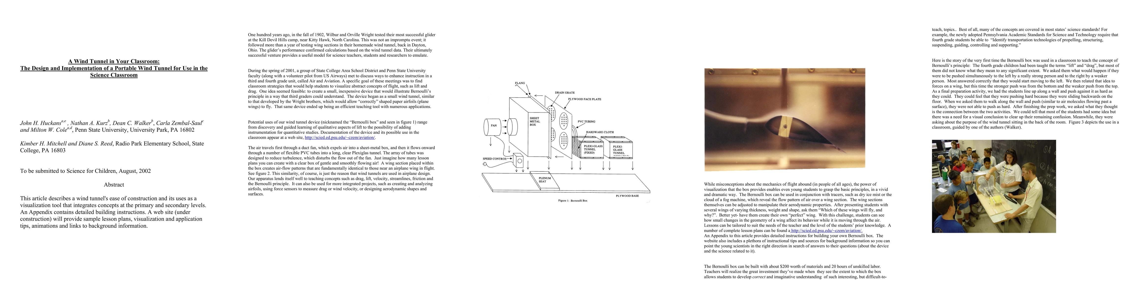 Thumbnail for A Wind Tunnel in Your Classroom: The Design and Implementation of a
  Portable Wind Tunnel for Use in the Science Classroom