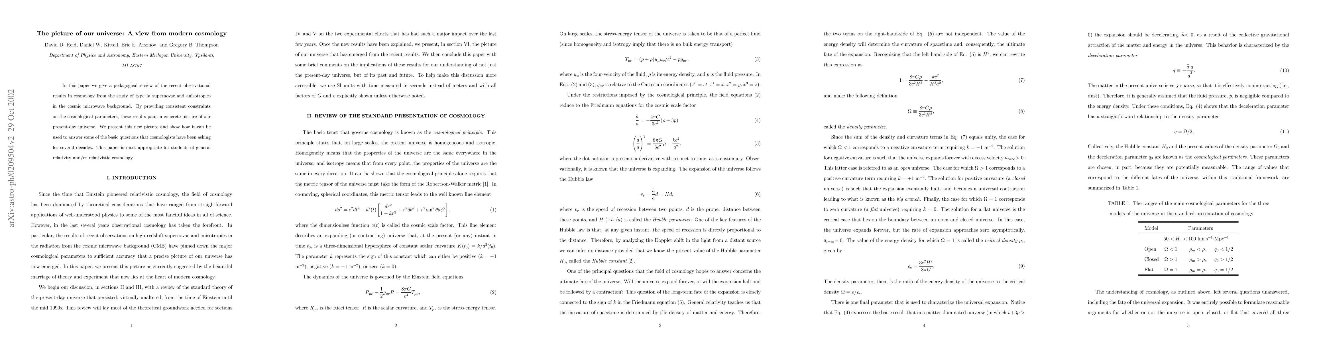 Thumbnail for The picture of our universe: A view from modern cosmology