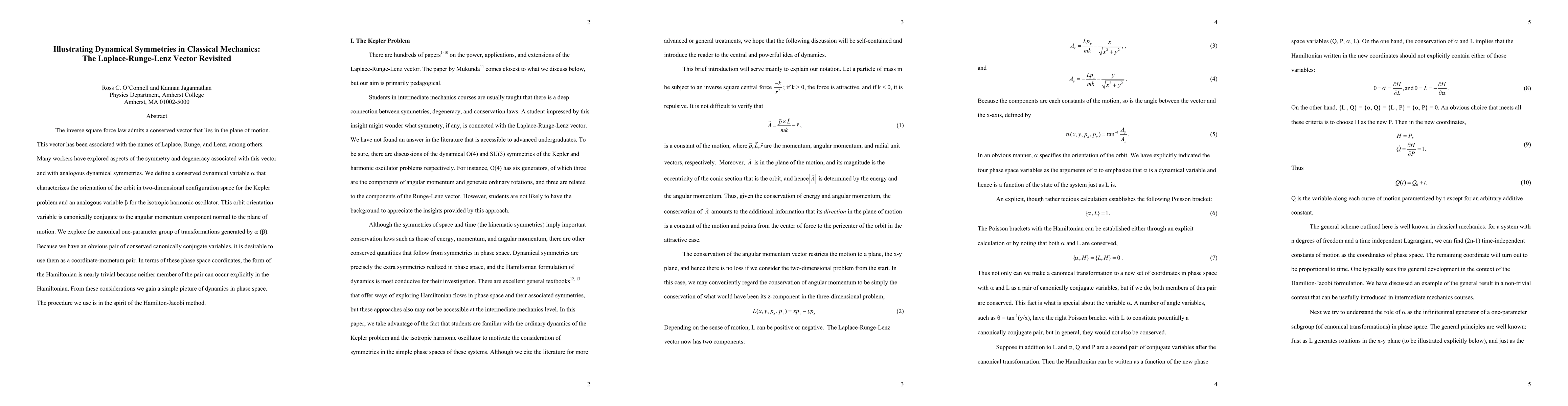 Thumbnail for Illustrating Dynamical Symmetries in Classical Mechanics: The
  Laplace-Runge-Lenz Vector Revisited