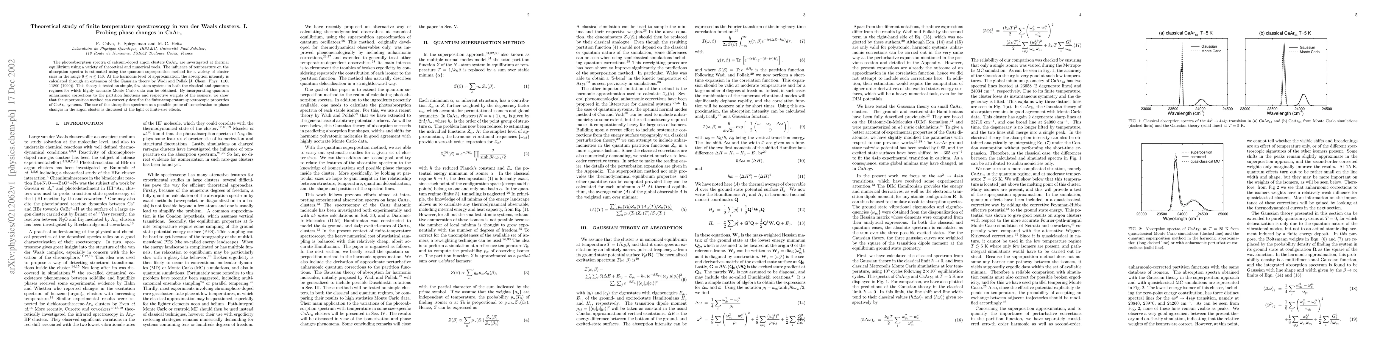 Thumbnail for Theoretical study of finite temperature spectroscopy in van der Waals
  clusters. I. Probing phase changes in CaAr_n