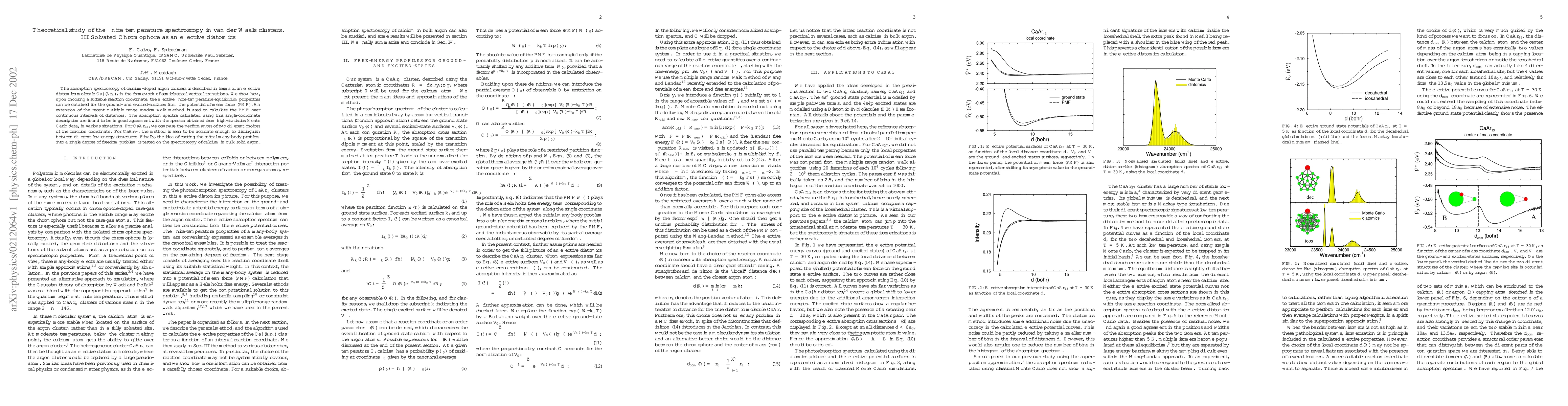 Thumbnail for Theoretical study of the finite temperature spectroscopy in van der
  Waals clusters. III Solvated Chromophore as an effective diatomics