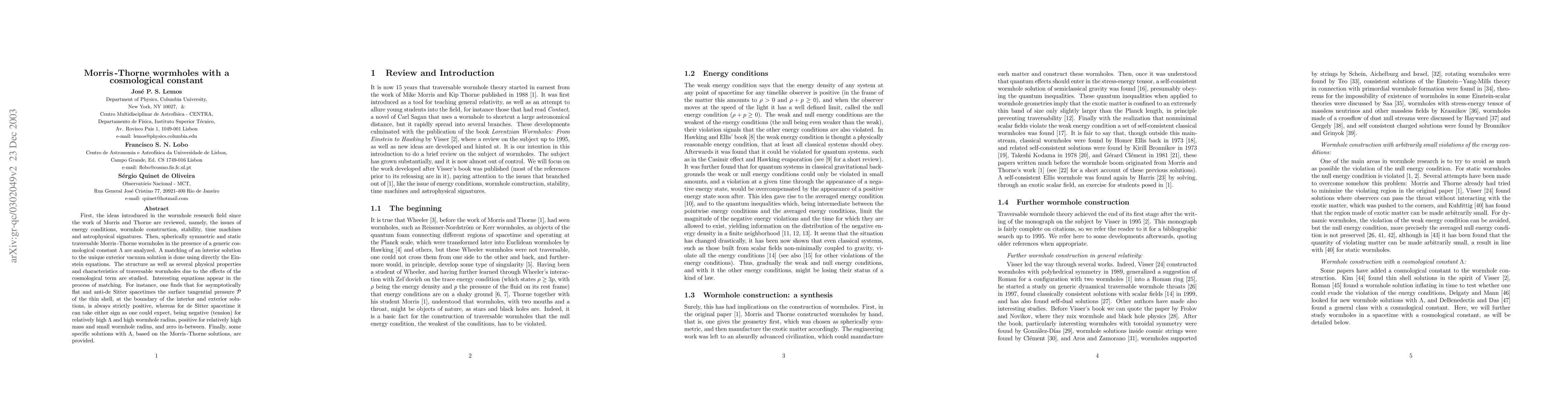 Thumbnail for Morris-Thorne wormholes with a cosmological constant