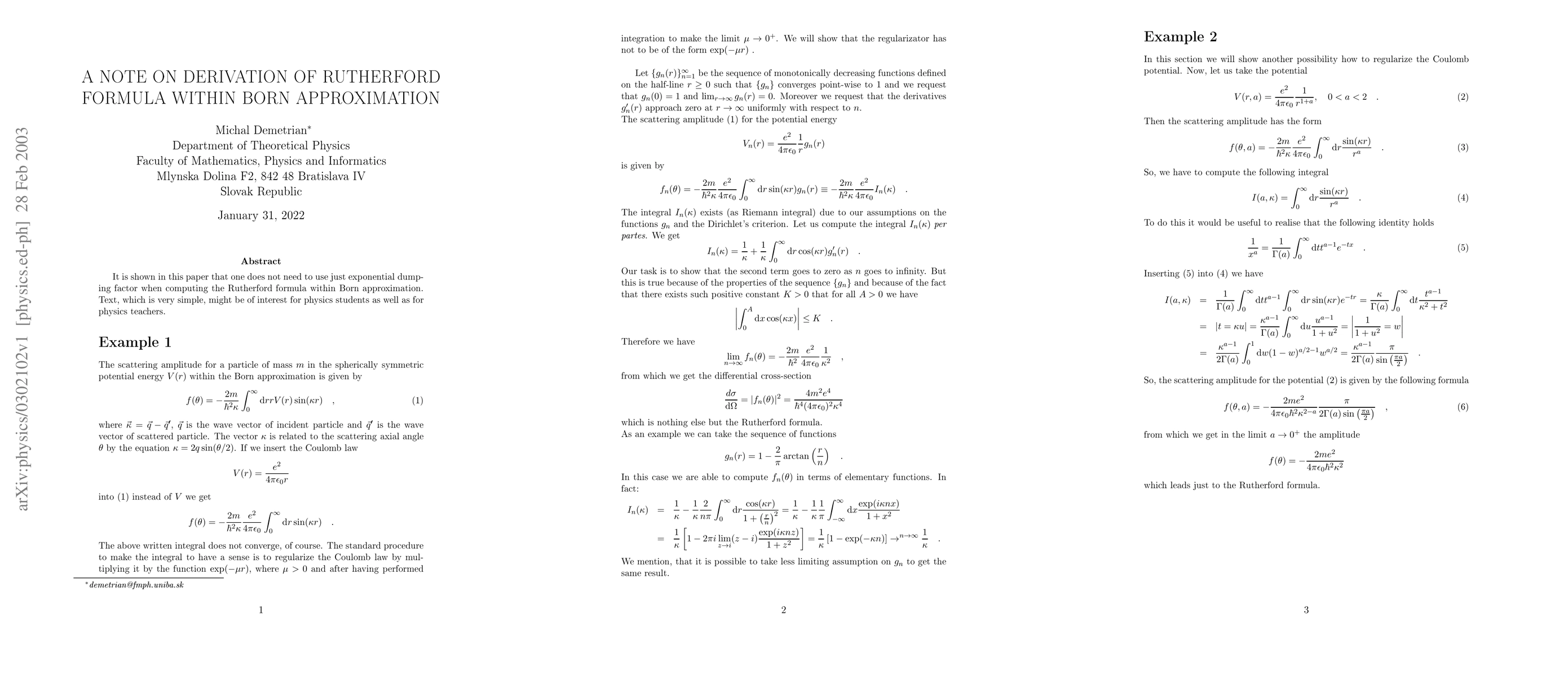 Thumbnail for A Note on Derivation of Rutherford Formula within Born Approximation