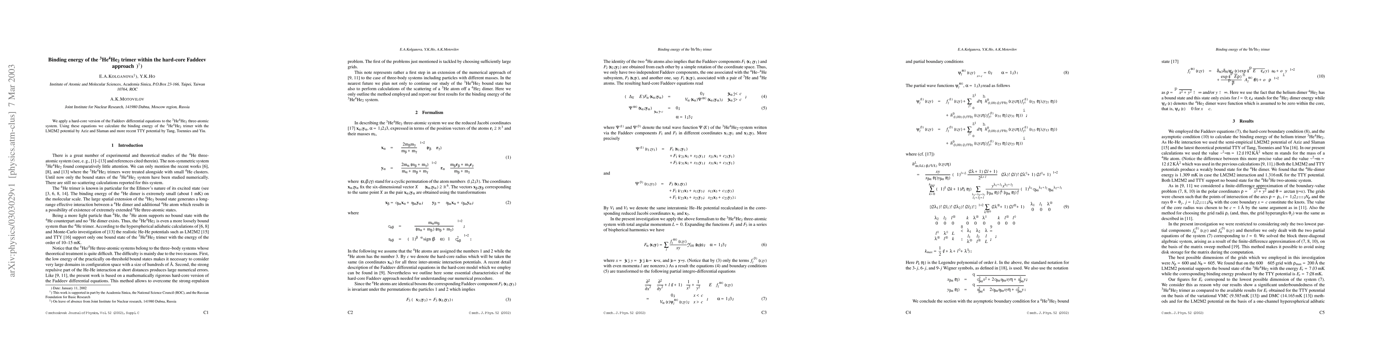 Thumbnail for Binding energy of the ^3He^4He_2 trimer within the hard-core Faddeev
  approach