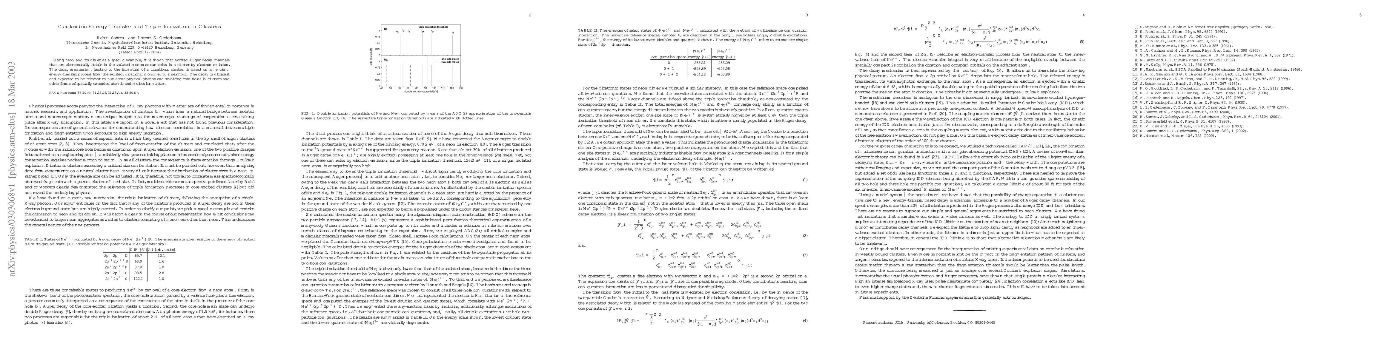 Thumbnail for Coulombic Energy Transfer and Triple Ionization in Clusters