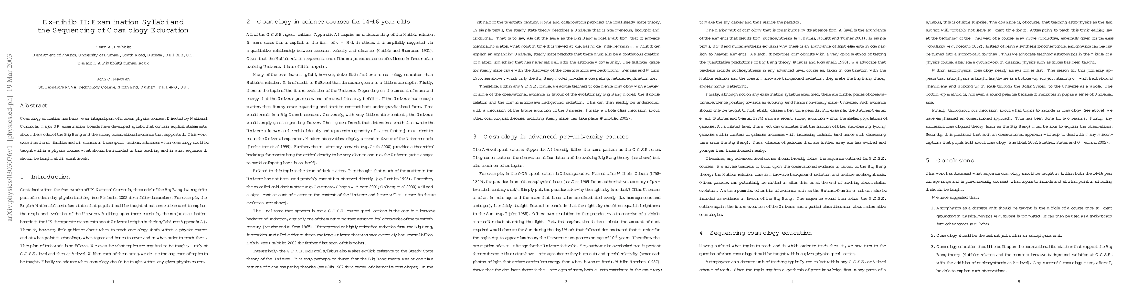 Thumbnail for Ex-nihilo II: Examination Syllabi and the Sequencing of Cosmology
  Education