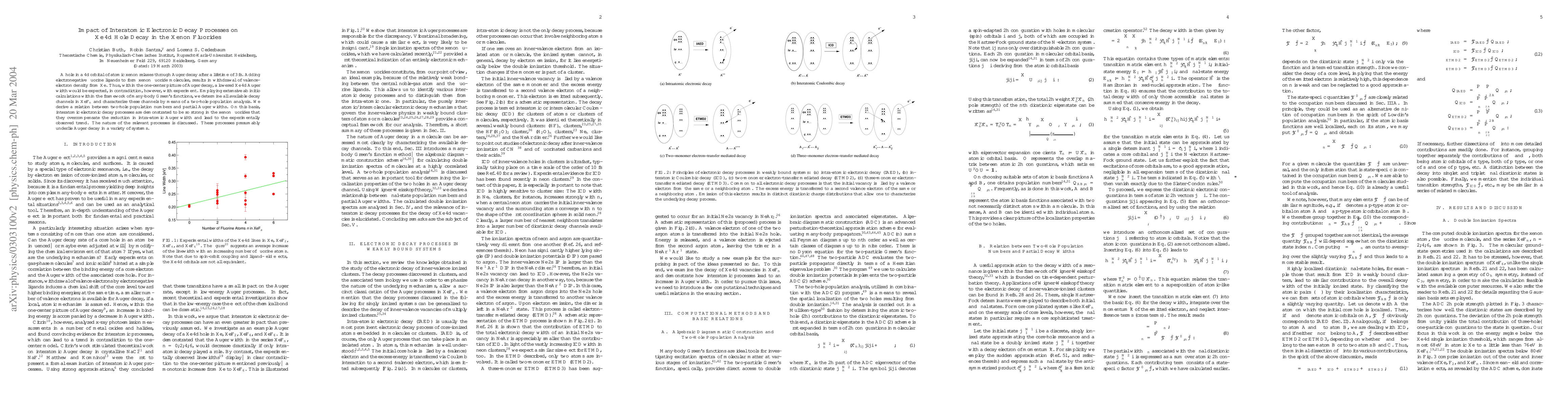 Thumbnail for Impact of Interatomic Electronic Decay Processes on Xe 4d Hole Decay in
  the Xenon Fluorides