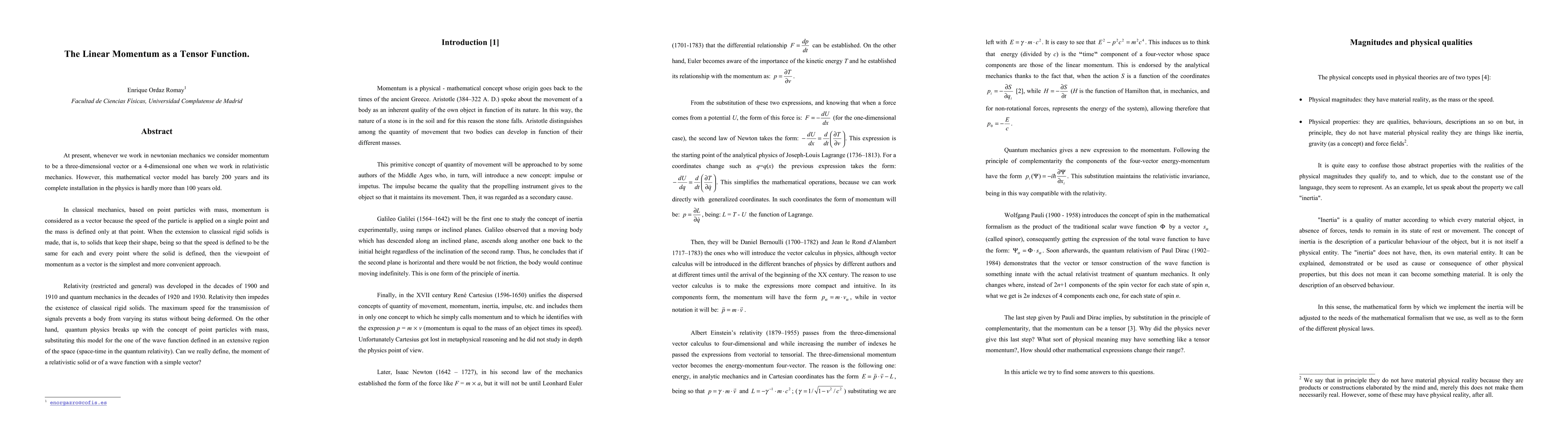 Thumbnail for The Linear Momentum as a Tensor Function