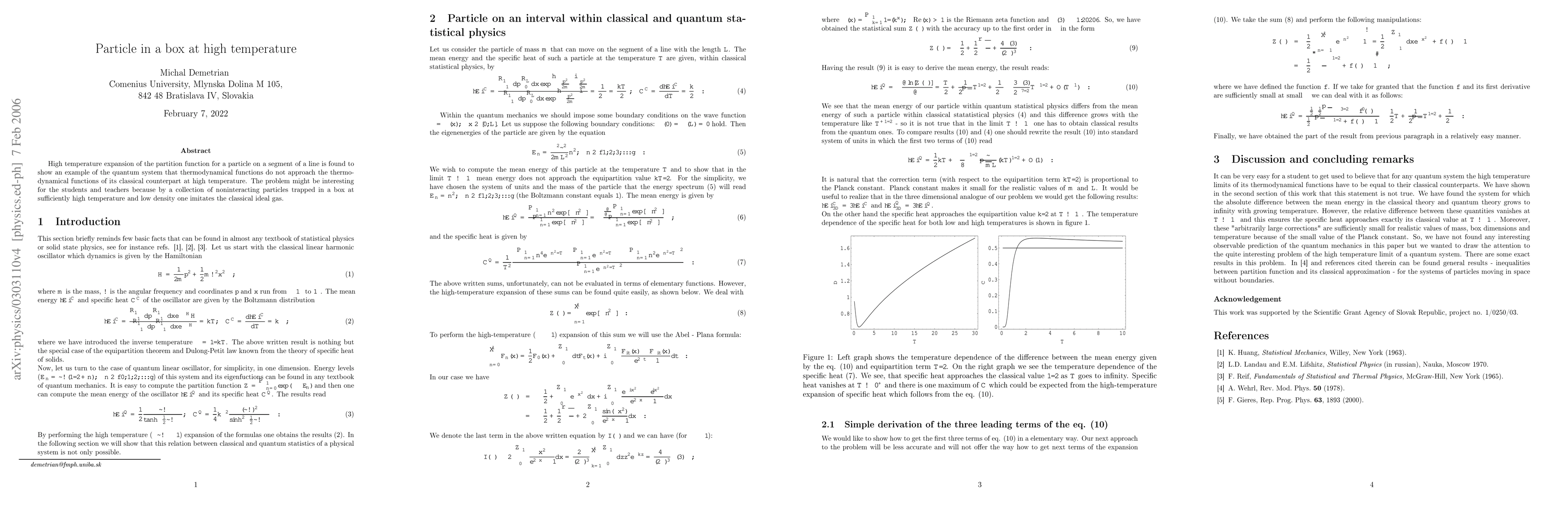 Thumbnail for Particle in a box at high temperature