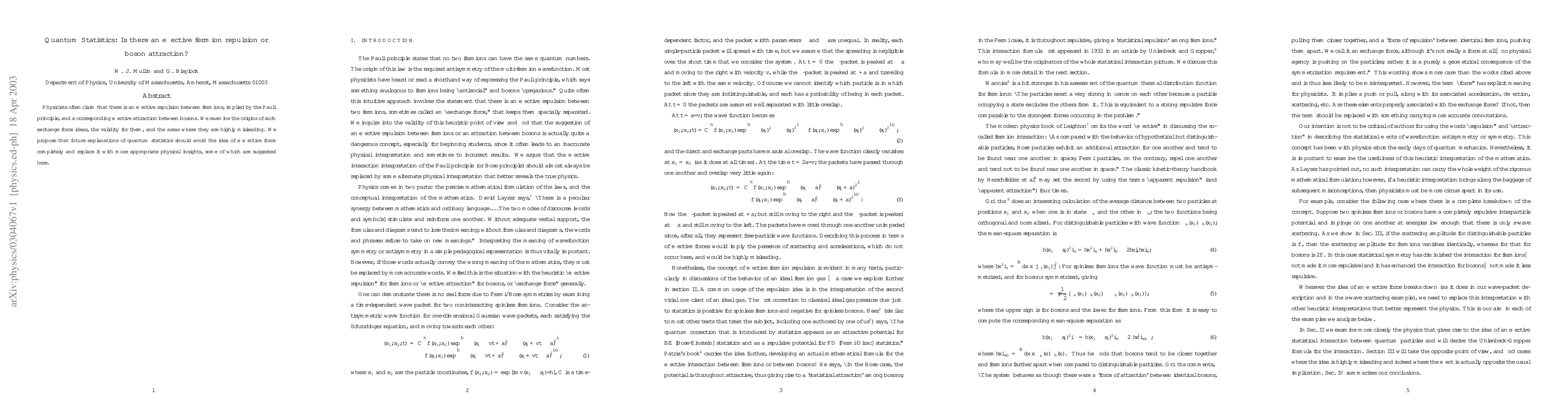 Thumbnail for Quantum Statistics: Is there an effective fermion repulsion or boson
  attraction?