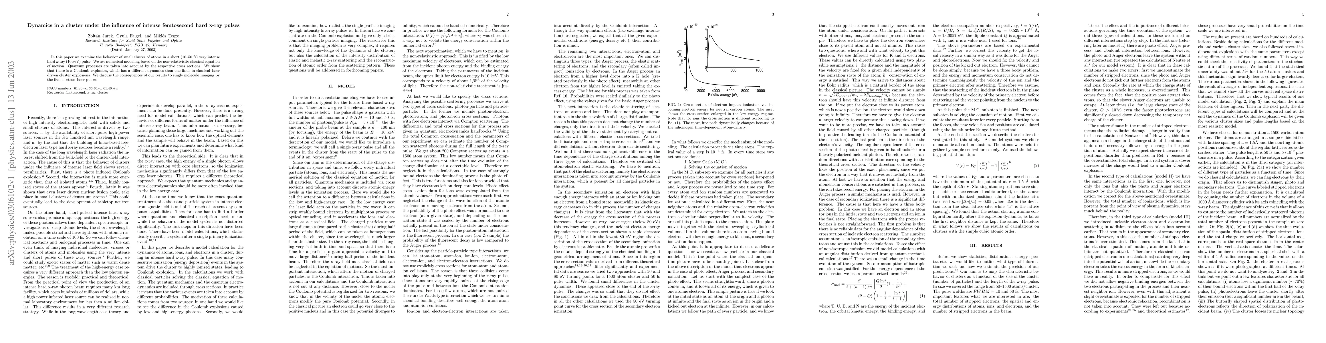 Thumbnail for Dynamics in a cluster under the influence of intense femtosecond hard
  x-ray pulses