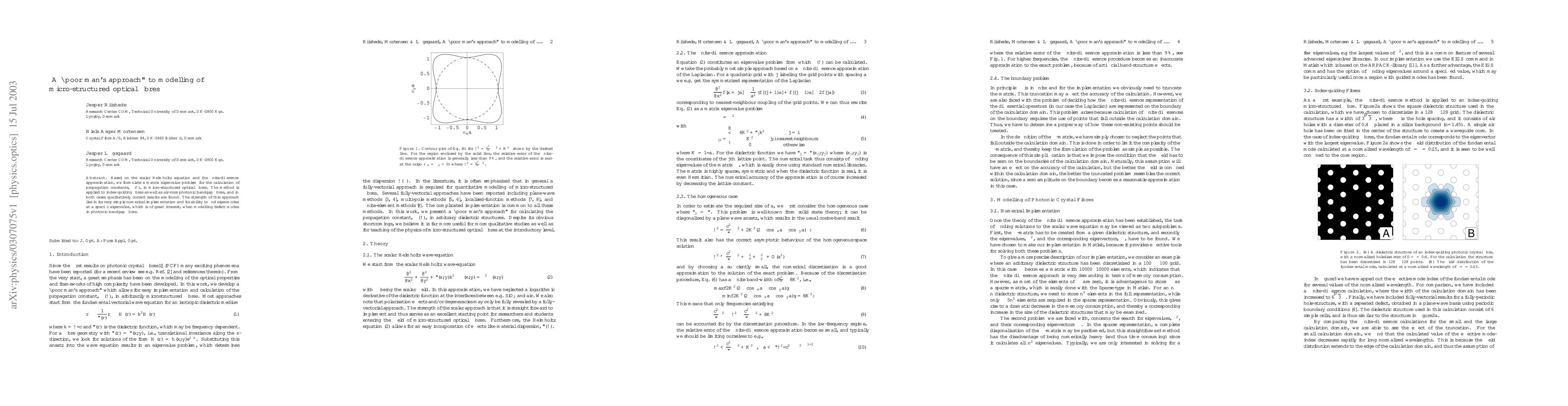 Thumbnail for A "poor man's approach" to modelling of micro-structured optical fibres