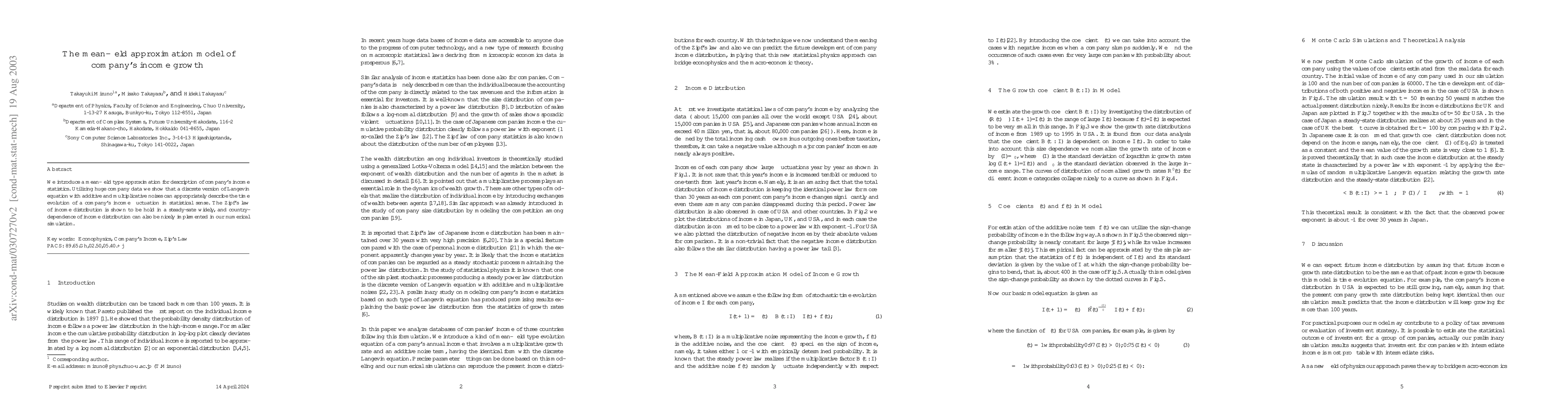 Thumbnail for The mean-field approximation model of company's income growth