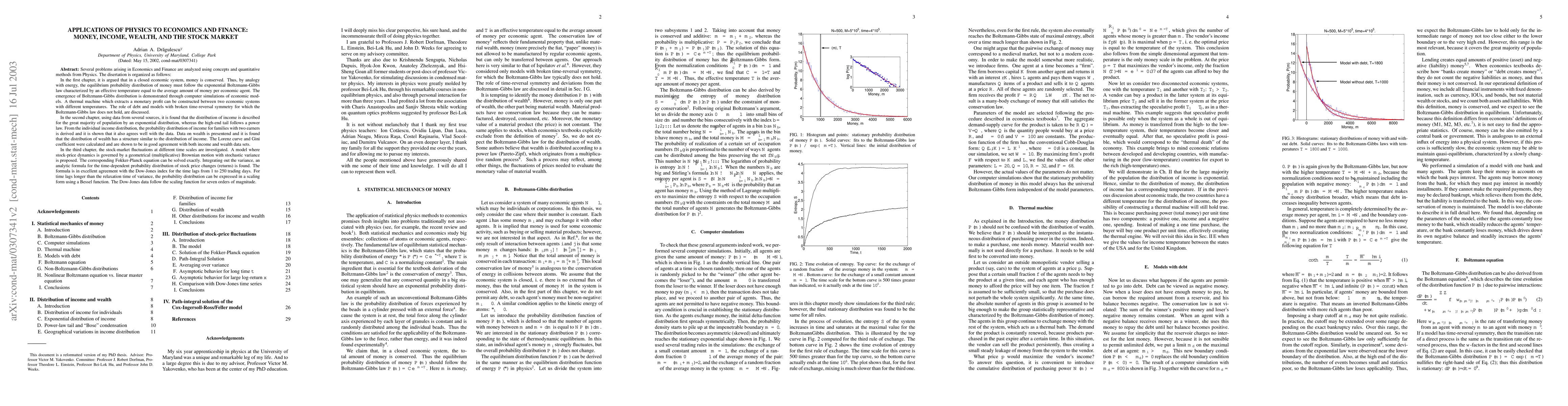 Thumbnail for Applications of physics to economics and finance: Money, income, wealth,
  and the stock market
