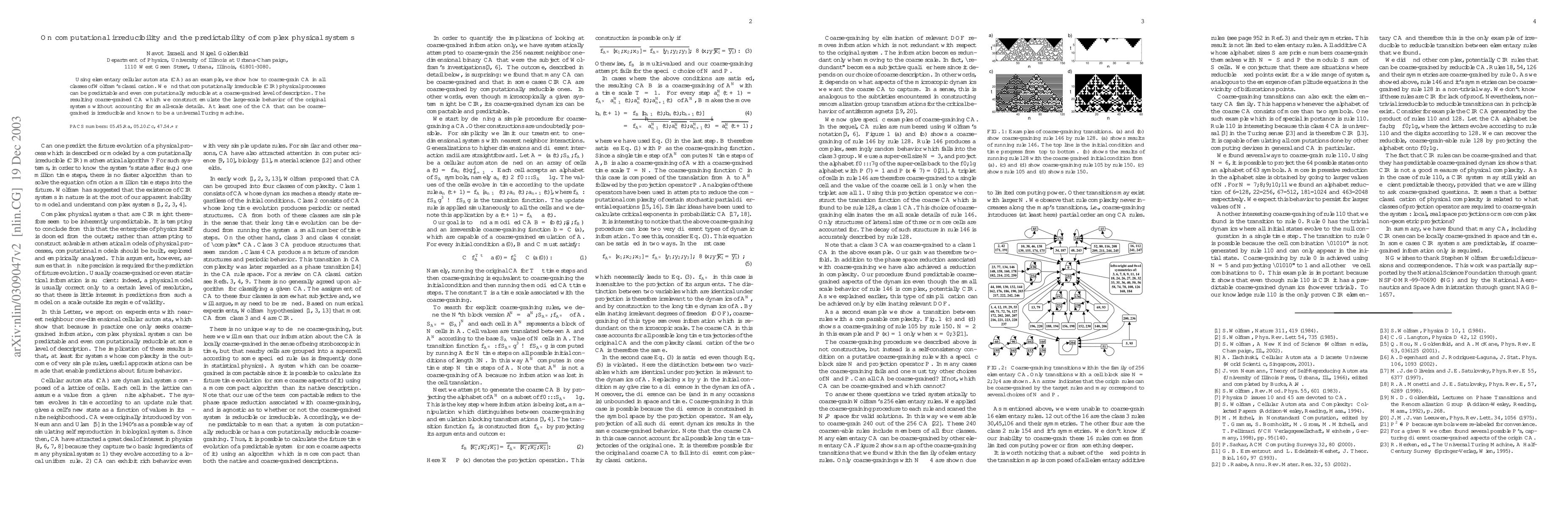 Thumbnail for On computational irreducibility and the predictability of complex
  physical systems