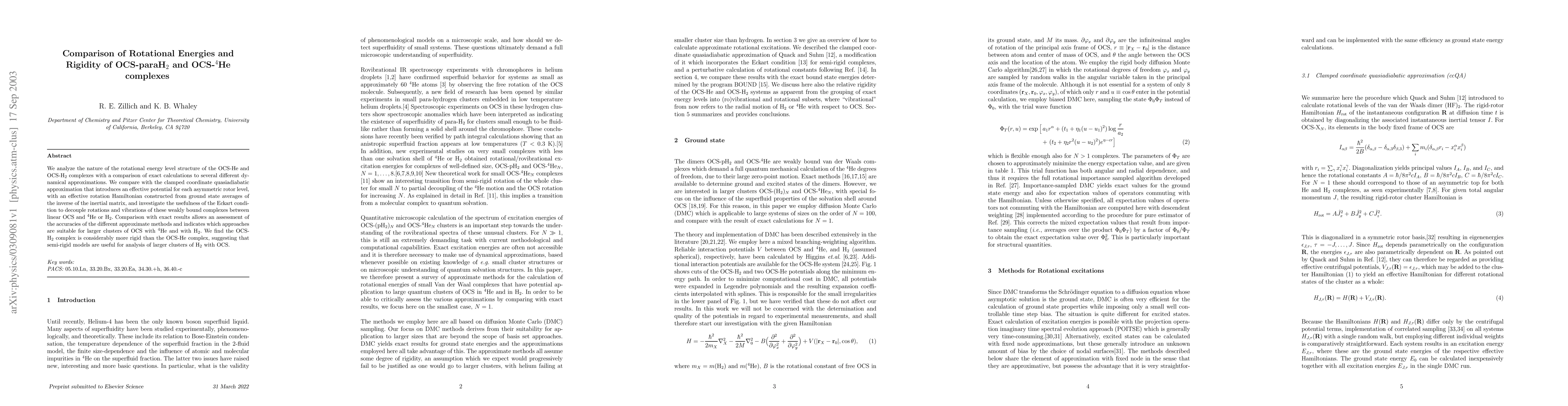 Thumbnail for Comparison of Rotational Energies and Rigidity of OCS-paraH_2 and
  OCS-4He complexes